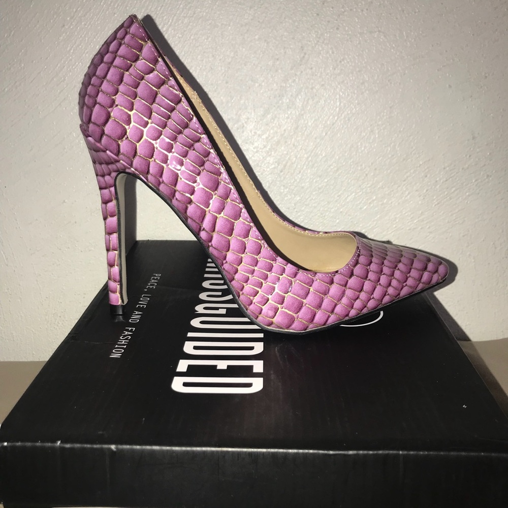 Missguided Lilac Patent Crocodile Print Heel